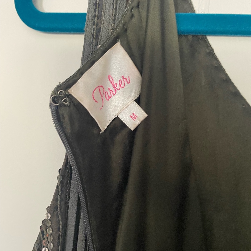 Parker Bryant Fringe Sequin Mini Silk Shift Dress - Picture 6 of 7